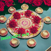 Lotus Rose Rangoli Set, Table Top Decor, Gift for her, Home Decor, Wedding/Anniversary Gift, Return Gift, Decorative Gift